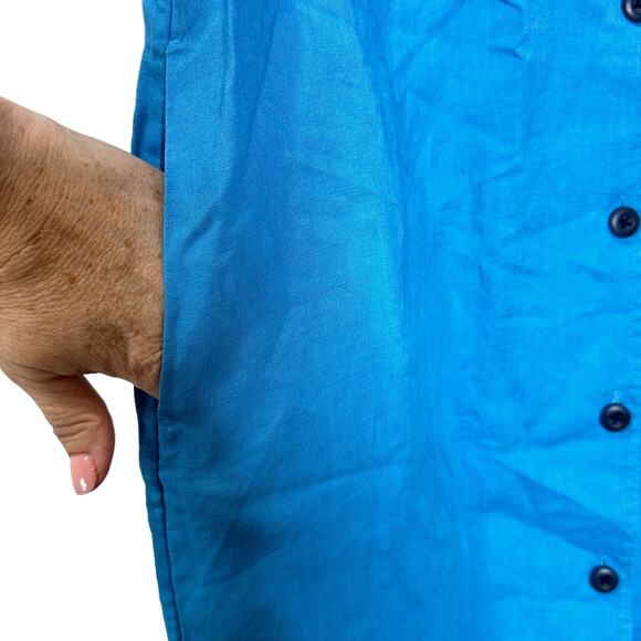 Everlane The Linen Workwear Dress Blue Button Front Women's XXS NWT Lagenlook - Picture 6 of 10